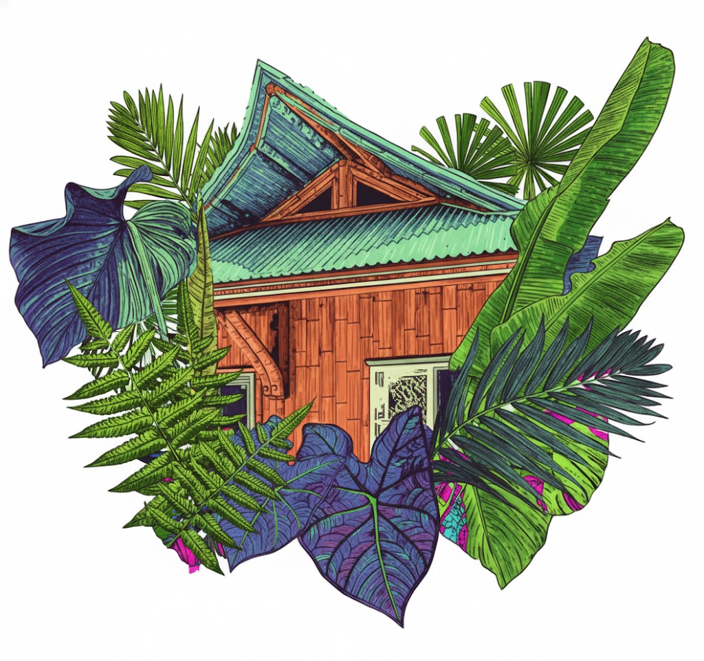 Bamboo house illustration